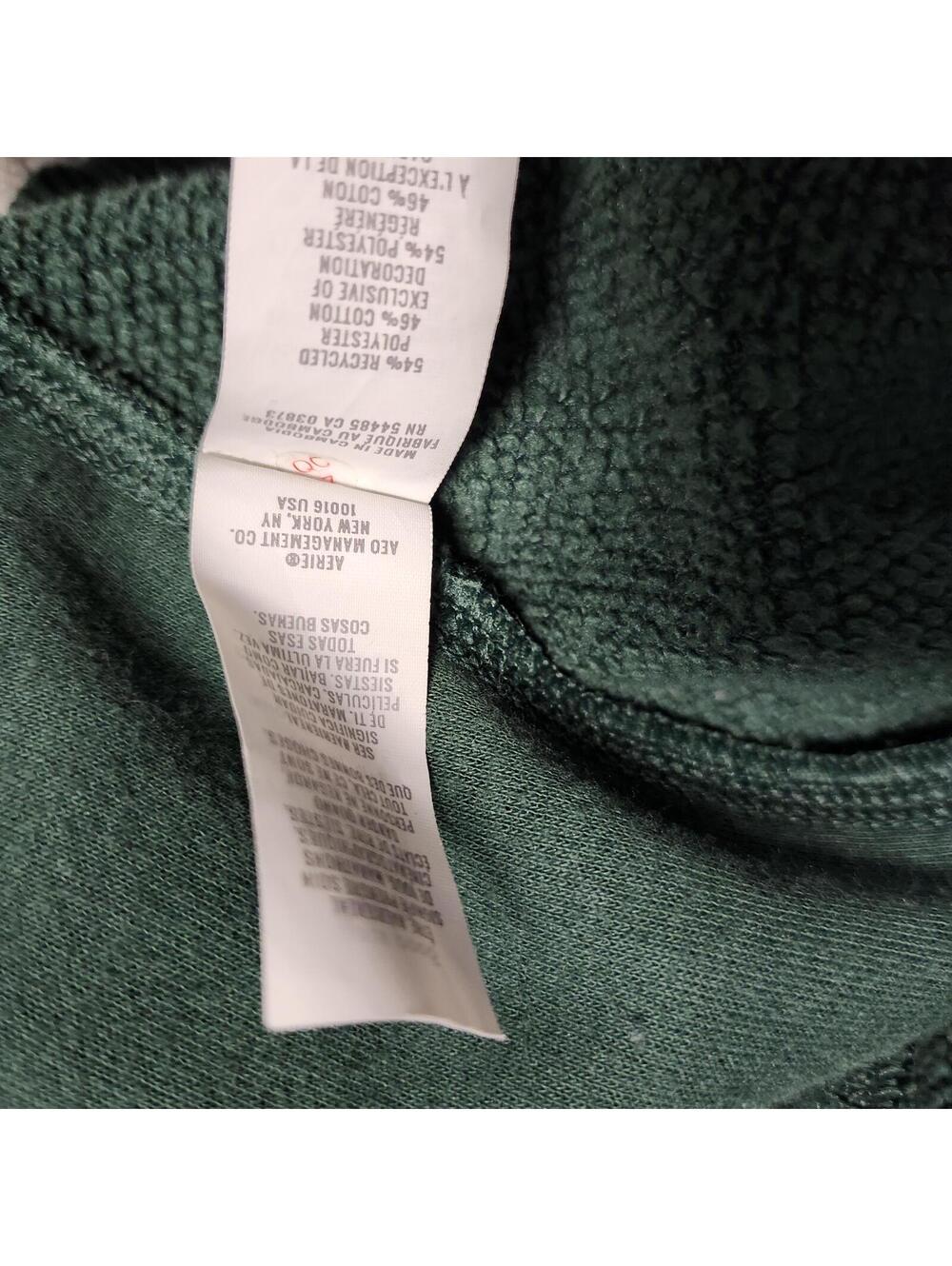 aerie Green Medium Fleece Panel Sweatshirt Pullover - Picture 9 of 9